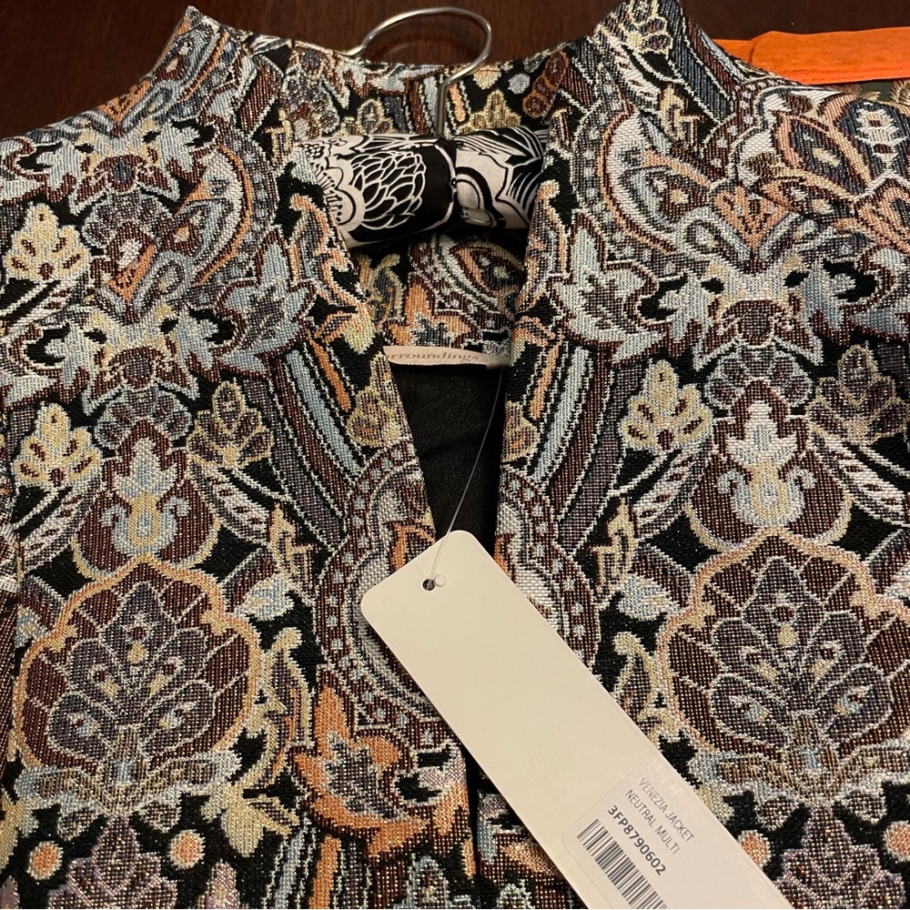 Soft Surroundings Black, Brown and Cream Patterned Brocade Jacket - Picture 2 of 4